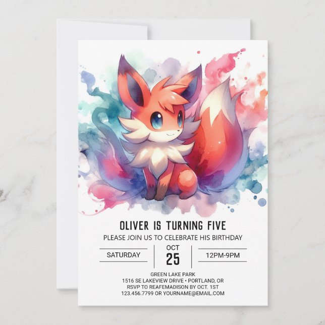 Invitation Boho Happy Fox Anniversaire (Devant)