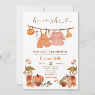 Invitation Boho He ou She Citrouille Genre Reveillez Automne 