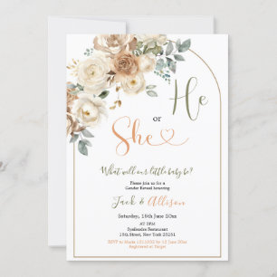 Invitation Boho He ou She Rustic Automne Floral Genre Reveill