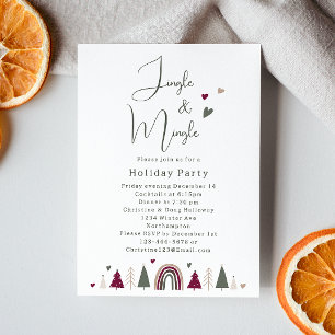 Invitation Boho Hearts Jingle et Mingle Holiday Party