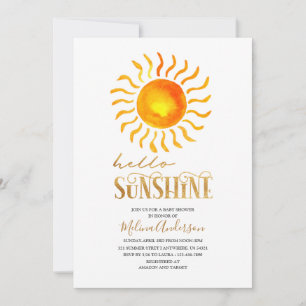 Invitation Boho Hello Sunshine watercolor baby shower
