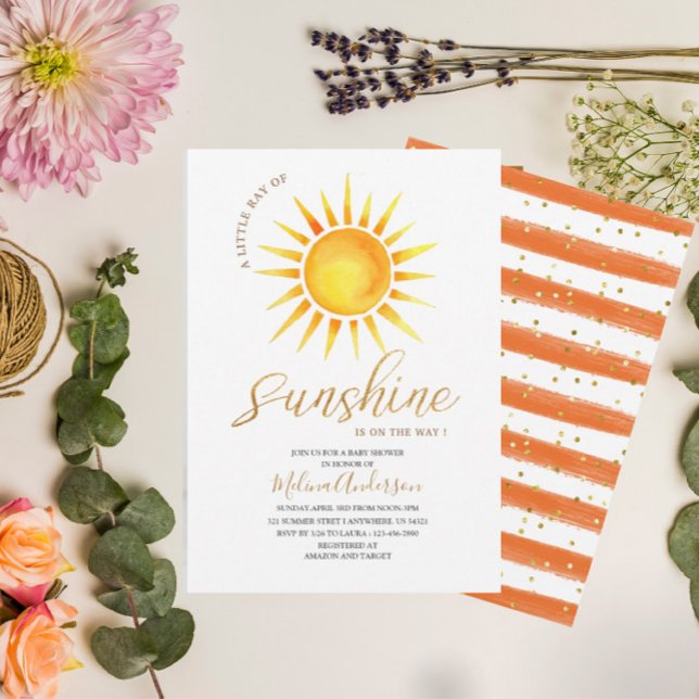 Invitation Boho Hello Sunshine watercolor baby shower (Créateur téléchargé)