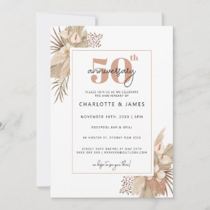 Invitation Boho Herbe des Pampas 50e anniversaire de mariage