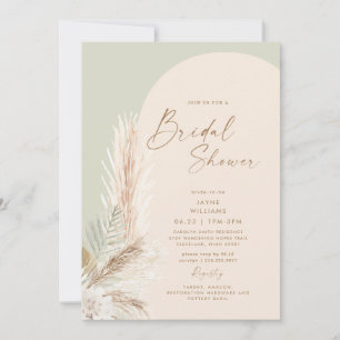 Invitation Boho Herbe des Pampas Géométrique Or Mariage de Sa