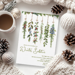 Invitation Boho Hiver Solstice Herbe Verdure Yule Garland
