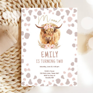 Invitation Boho Holy Cow Highland Pampas Farm Girl Anniversai