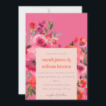 Invitation Boho Hot rose orange aquarelle Mariage floral<br><div class="desc">Boho Hot Pink Watercolor Floral Collection.- c'est un script élégant aquarelle Illustration of bright bold rose botanical Floral parfait pour votre Bright Fun Tropical mariage & parties. Il est très facile de customiser, avec vos données personnelles. Si vous avez besoin d'un autre produit correspondant ou de la personnalisation, veuillez envoyer...</div>