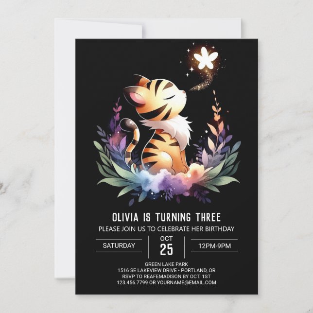 Invitation Boho Imaginaire Tiger Anniversaire (Devant)