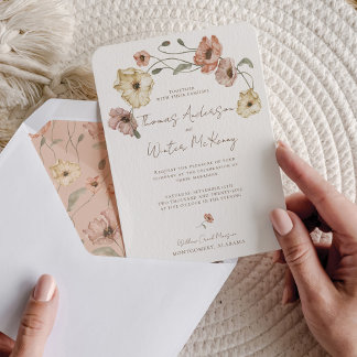 Invitation Boho Islandais Aquarelle Islande Poppy Fleurs