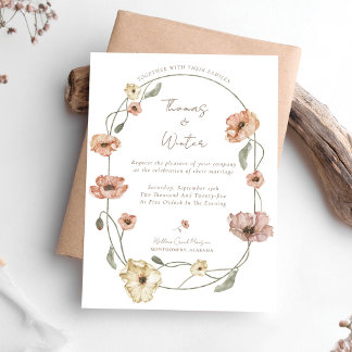 Invitation Boho Islandais Aquarelle Islande Poppy Fleurs