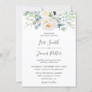 Invitation Boho ivoire Anemone Peony Mariage de verdure fleur