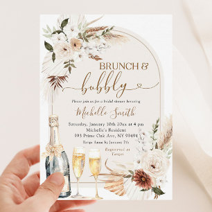 Invitation Boho Ivory Beige Floral Vin Fête des mariées