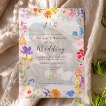 Invitation Boho jardin été floral 2 photo initiales mariage<br><div class="desc">Boho jardin été floral 2 photos monogramme initiales mariage avec de jolis fleurs sauvages peints à la main en rose,  jaune,  bleu,  violet,  rouge et orange,  un cadre de fleurs avec une élégante typographie script. avec un blanc excessif pour votre photo.</div>