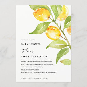 INVITATION BOHO JAUNE COULEUR D'EAU FOLIAGE BABY SHOWER OLIVE