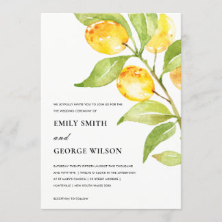 INVITATION BOHO JAUNE COULEUR D'EAU FOLIAGE MARIAGE OLIVE