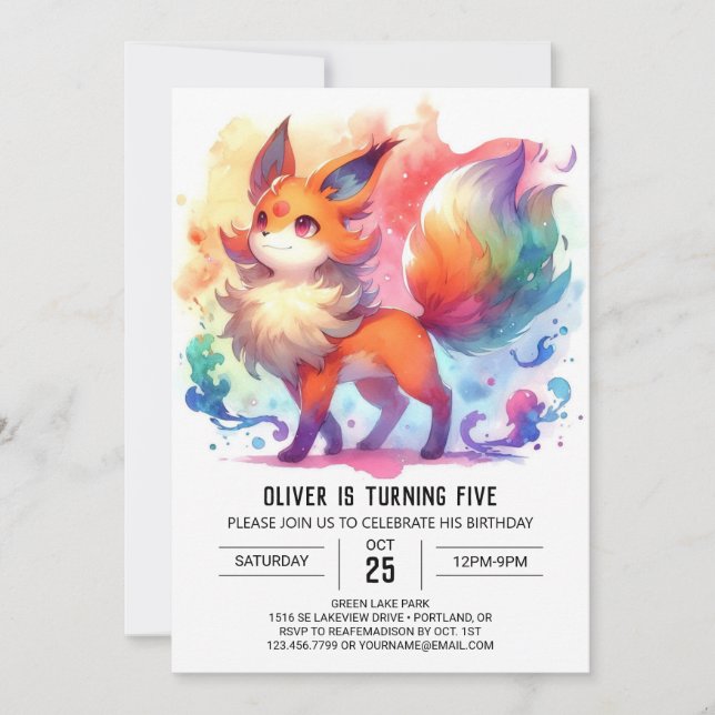Invitation Boho Jouer Fox Anniversaire (Devant)