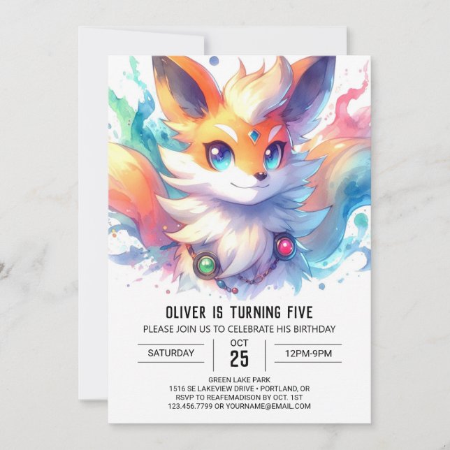 Invitation Boho Joyful Fox Anniversaire (Devant)