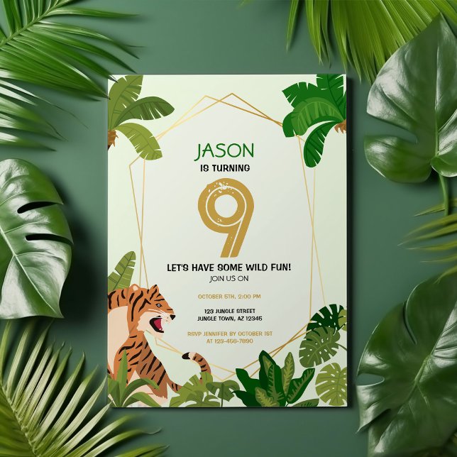 Invitation Boho Jungle Safari animal Tigre géométrique Annive (Créateur téléchargé)