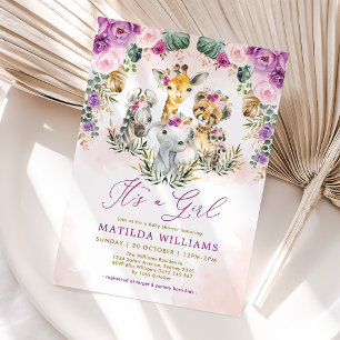 Invitation Boho Jungle Safari Animaux sauvages Baby shower fi