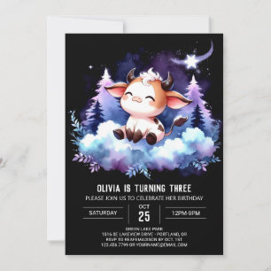Invitation Boho Kids Cow Anniversaire