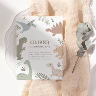 Invitation Boho Kids Dinosaur Thème Anniversaire