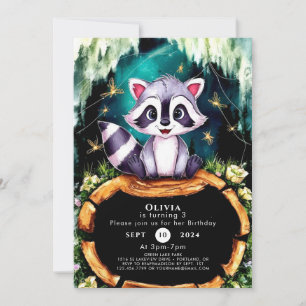 Invitation Boho Kids Raccoon Anniversaire