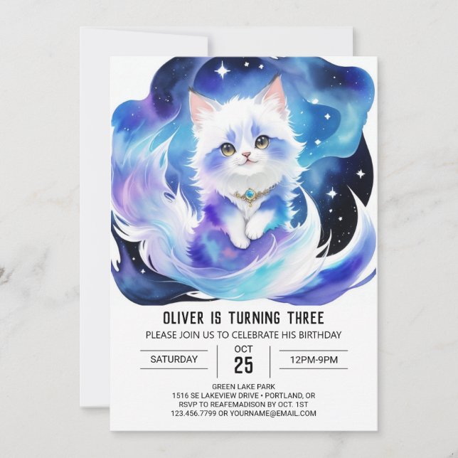 Invitation Boho Kitten Magique Anniversaire (Devant)