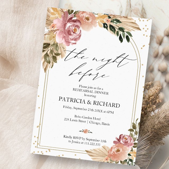 Invitation Boho La Nuit Avant Le Dîner De Répétition (Créateur téléchargé)