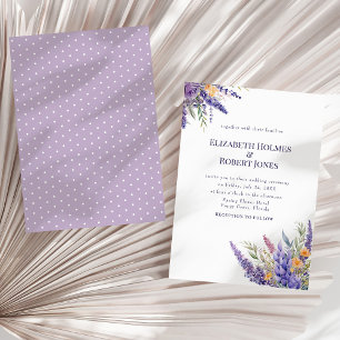 Invitation Boho Lavender Lilac Aquarelle Fleurs sauvages Mari