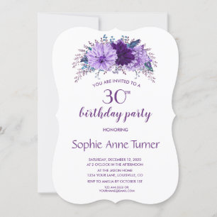 Invitation Boho Lavender Plum Floral Purple Anniversaire