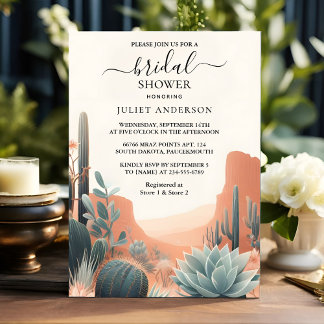 Invitation Boho Leaf Desert Cactus Fête des mariées Succulent