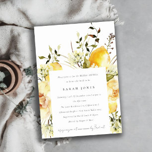 Invitation Boho Lemon Aquarelle jaune Fête des mariées floral