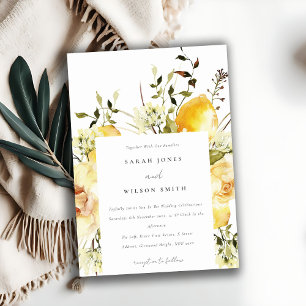 Invitation Boho Lemon Aquarelle jaune Mariage floral