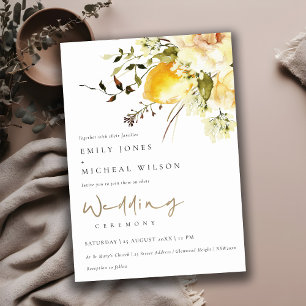 Invitation Boho Lemon Aquarelle jaune Mariage floral