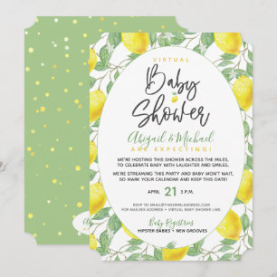 Invitation Boho Lemons Baby shower virtuel non sexiste