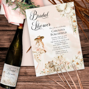 Invitation Boho Leopard   Femme Fête des mariées florale trop