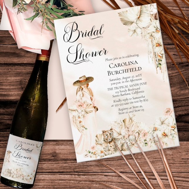 Invitation Boho Leopard | Femme Fête des mariées florale trop (Créateur téléchargé)