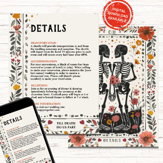 Invitation Boho Letterpress Style Skeleton Tarot Details