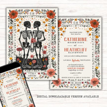 Boho Letterpress Style Skeleton Tarot Mariage
