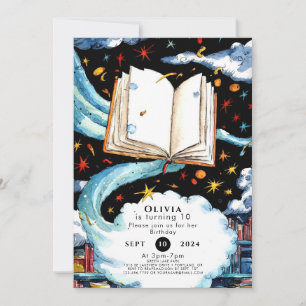 Invitation Boho Library Histoire simple Anniversaire