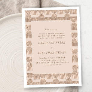Invitation Boho Lignes géométriques Terracotta Mariage offici