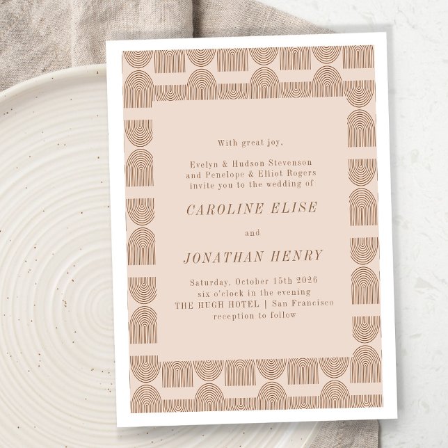 Invitation Boho Lignes géométriques Terracotta Mariage offici (Créateur téléchargé)