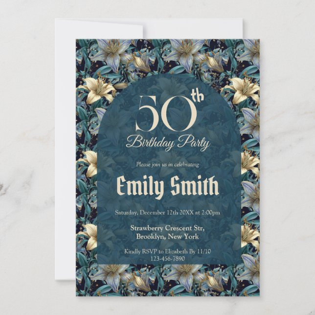 Invitation Boho Lilies Petal Anniversaire des Enfants (Devant)