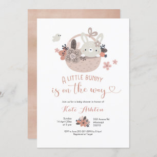 Invitation Boho Little Bunny est en chemin Baby shower