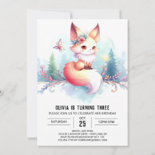 Invitation Boho Little Fox Anniversaire numérique