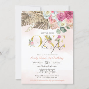 Invitation Boho Little Miss ONE derful Floral Premier anniver