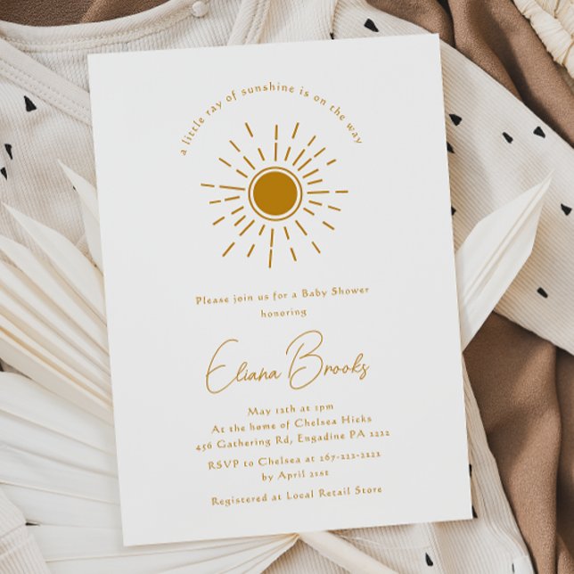Invitation Boho Little Ray Of Sunshine Baby shower (Créateur téléchargé)