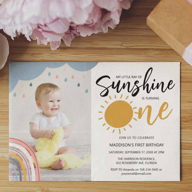 Invitation Boho Little Ray Of Sunshine Première Anniversaire  (Créateur téléchargé)