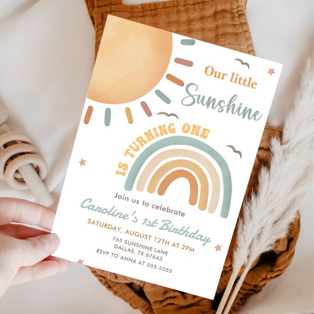 Invitation Boho Little Sunshine 1ère fête d'anniversaire (Créateur téléchargé)