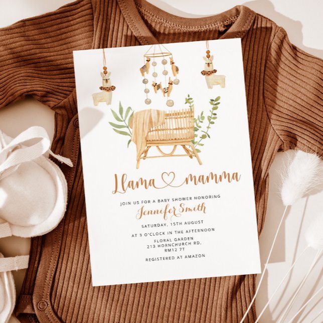Invitation Boho Llama mamma pépinière baby shower mobile (Créateur téléchargé)